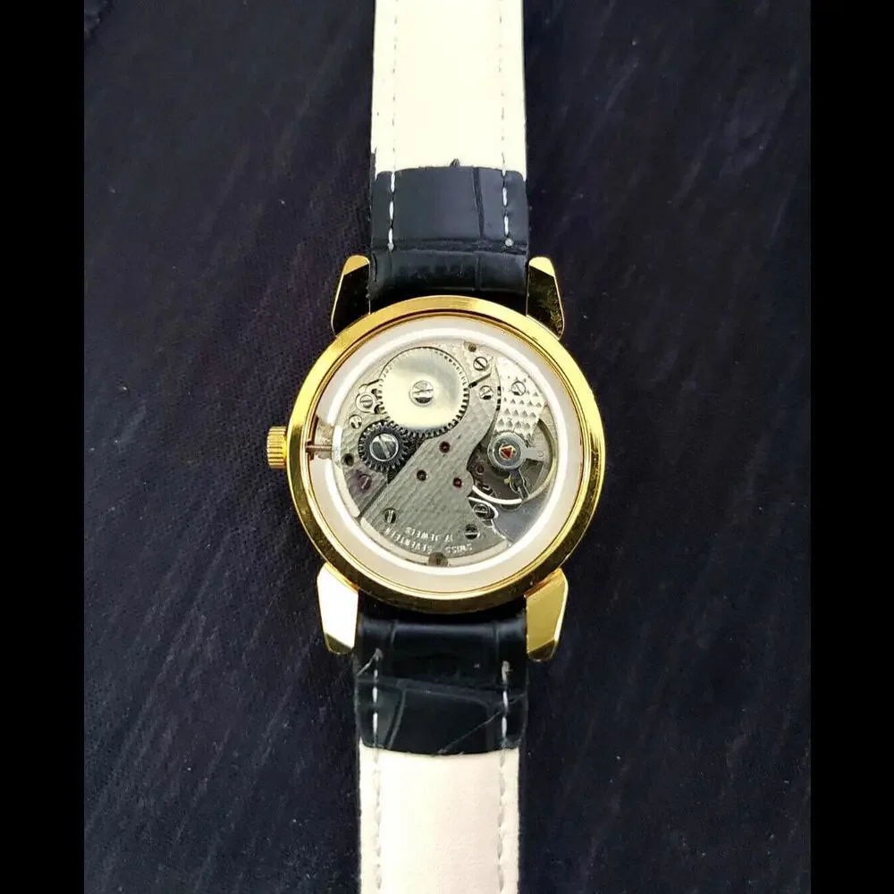 Rare Roamer‎ Brevete Swiss Mens Manual Watch Gld Cham Blk